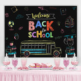 Lofaris Welcome Back to School Drawing Bus Photoshoot Backdrop